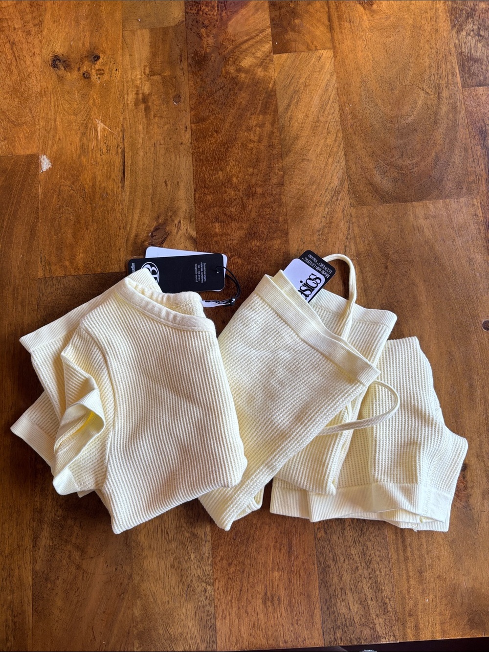 Organic Basics Cream Ribbed Scoop Neck Top